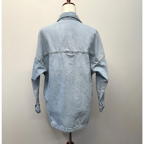 Zara Denim Shacket Shirt Jacket Womens Size XS Oversized Light Blue Button Up - Picture 4 of 8
